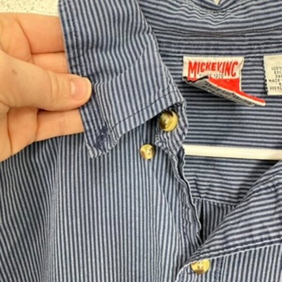 Mickey Inc. Mickey Mouse Disney Men's Size XL Blue Striped Button Down Shirt - Picture 5 of 8
